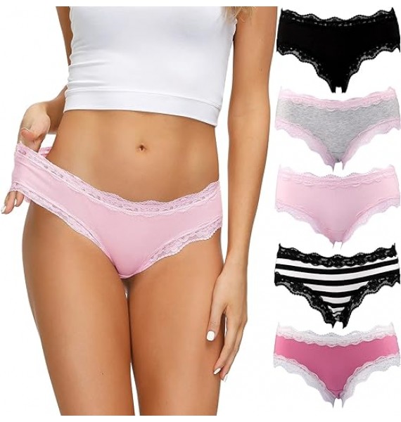 Women’s Underwear Soft Breathable Cotton Brief Ladies Panties 5-Pack