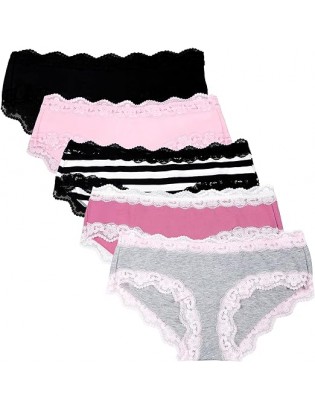 Women’s Underwear Soft Breathable Cotton Brief Ladies Panties 5-Pack