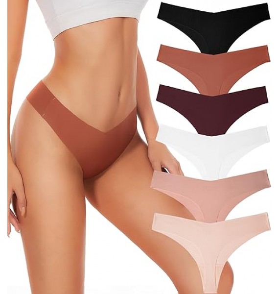 Seamless Thongs For Womens V-waisted No Show Thong Seamless Panties