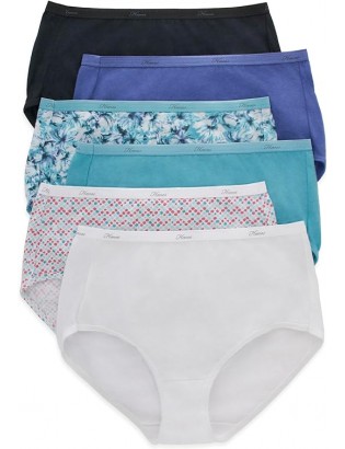 Women's High-Waisted Brief Panties, 6-Pack, Moisture-Wicking Cotton