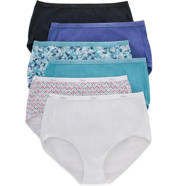 Women's High-Waisted Brief Panties, 6-Pack, Moisture-Wicking Cotton