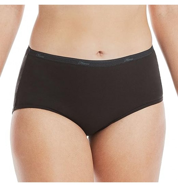 Women's High-Waisted Brief Panties, 6-Pack, Moisture-Wicking Cotton