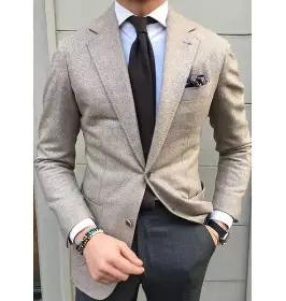 Men's gentleman simple linear tailored suit