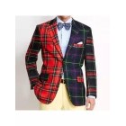 Mens Casual Business Plaid Blazer Jacket