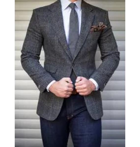 Mens Stylish Casual Checked Blazer