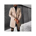 Men's Fashion Solid Color Belted Button Coat Coat