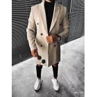 Men's Fashion Solid Color Belted Button Coat Coat