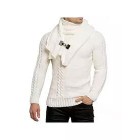 Men's Detachable Scarf Collar Long Sleeve Pullover Sweater