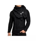 Men's Detachable Scarf Collar Long Sleeve Pullover Sweater