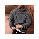 Men's Fashion Casual Warm Solid Color Twisted Turtleneck Sweater