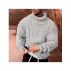 Men's Fashion Casual Warm Solid Color Twisted Turtleneck Sweater