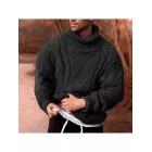 Men's Fashion Casual Warm Solid Color Twisted Turtleneck Sweater