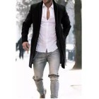 Fashion Casual Lapel Shoulder Padded Long Sleeves Slim Long Suit Coat