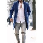 Fashion Casual Lapel Shoulder Padded Long Sleeves Slim Long Suit Coat