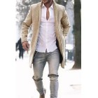 Fashion Casual Lapel Shoulder Padded Long Sleeves Slim Long Suit Coat