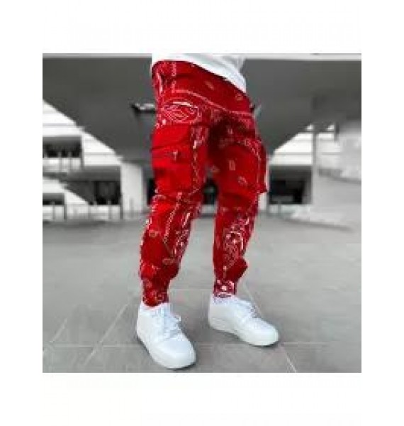 Blood Red Paisley Cargo Pants