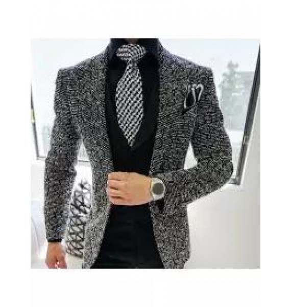 Elegant And Simple Business Party Men's Knit Suit