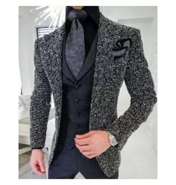 Elegant And Simple Business Party Men's Knit Suit