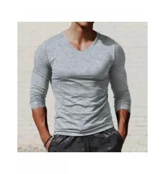 Men's Casual Bottoming Shirt V-Neck Long Sleeve T-Shirt