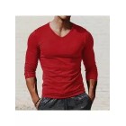 Men's Casual Bottoming Shirt V-Neck Long Sleeve T-Shirt