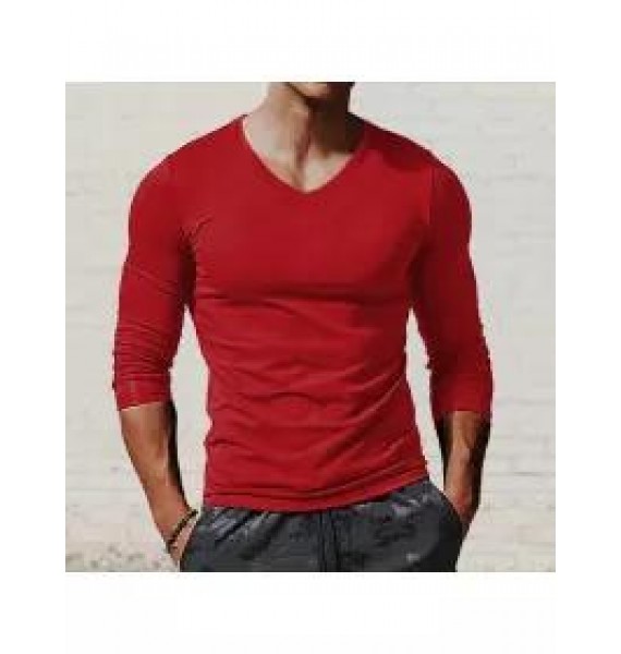 Men's Casual Bottoming Shirt V-Neck Long Sleeve T-Shirt