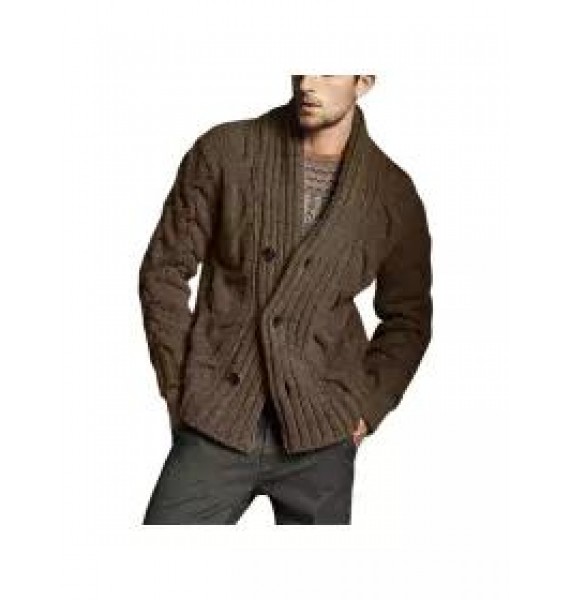 Men's Solid Color Knit Jacquard Sweater Jacket