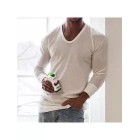 Men's Breathable Plain Deep V Long Sleeve Top