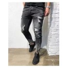 Street Style Plain Hole Zipper Slim Jeans Pants