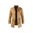 Mens Outdoor Long Leather Cold-resistant Jacket