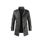 Mens Outdoor Long Leather Cold-resistant Jacket