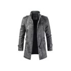 Mens Outdoor Long Leather Cold-resistant Jacket