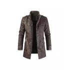 Mens Outdoor Long Leather Cold-resistant Jacket