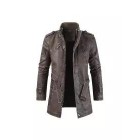 Mens Outdoor Long Leather Cold-resistant Jacket