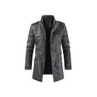 Mens Outdoor Long Leather Cold-resistant Jacket