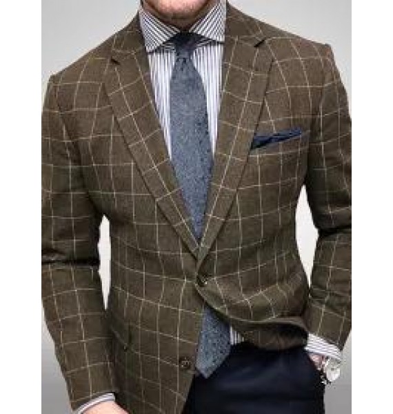 Fashion Plaid Notch Lapel Blazer LH010