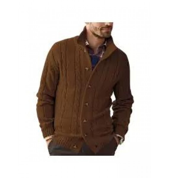 Men's Fashion Solid Color Long Sleeve Knit Sweater Cardigan