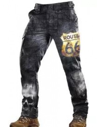 Mens Route 66 Printed Outdoor Sports Casual Pants