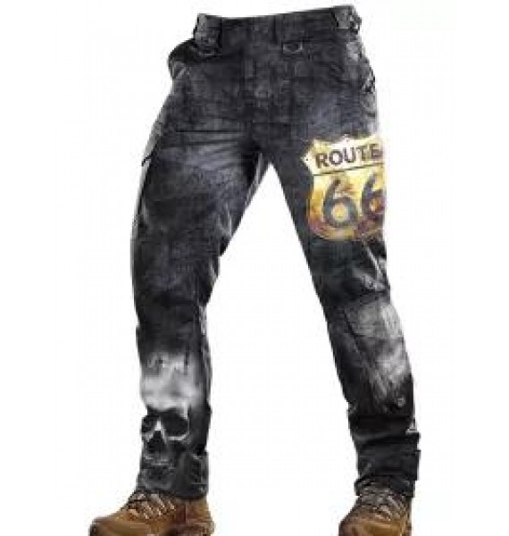 Mens Route 66 Printed Outdoor Sports Casual Pants