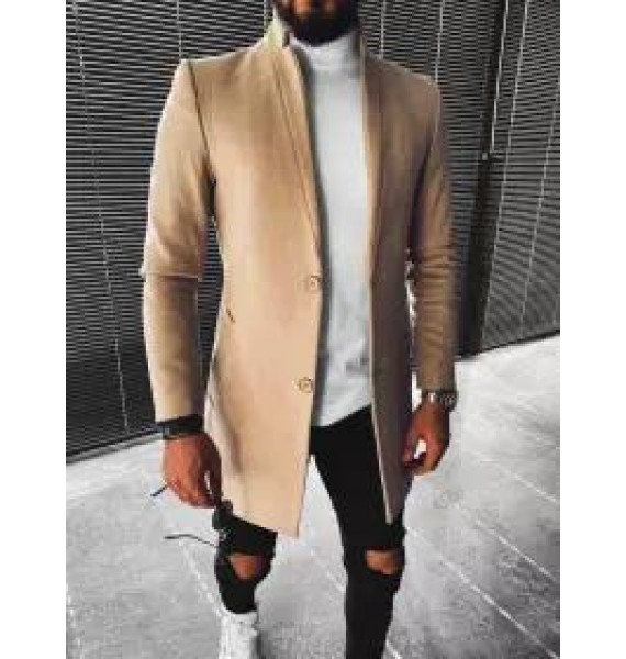 Men's fashion solid color stand collar jacket coat