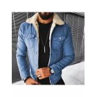 Men's Casual Punk Motorcycle Imitation Wool Washed Denim Jacket