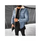 Men's Casual Punk Motorcycle Imitation Wool Washed Denim Jacket