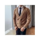 Gentlemen's Simple Plain Double-button Knitted Cardigan