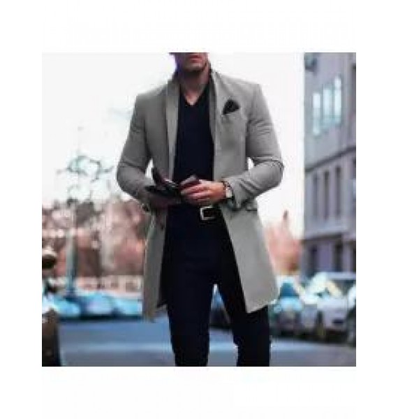 British style solid color pocket slim men's coat