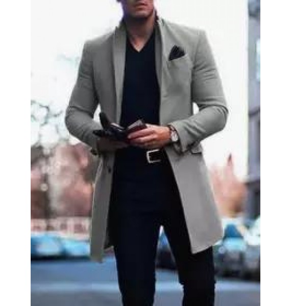 British style solid color pocket slim men's coat