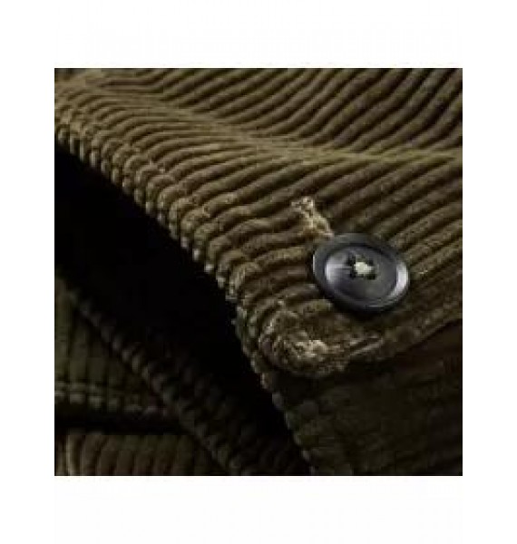 Mens Casual Retro Solid Color Multi-pocket Corduroy Jacket