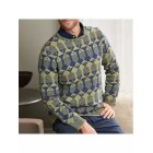 Men's Vintage Jacquard Crew Neck Long Sleeve Sweater