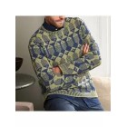 Men's Vintage Jacquard Crew Neck Long Sleeve Sweater