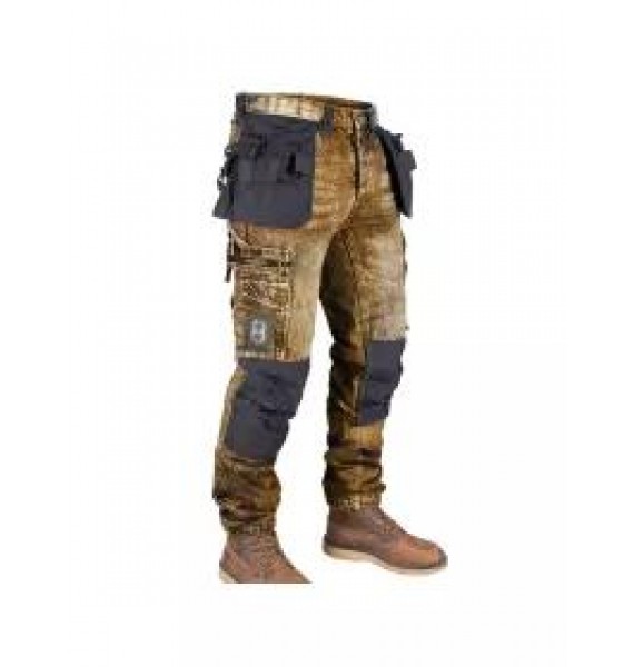 Retro Mens Multi Pocket Outdoor Casual Jeans