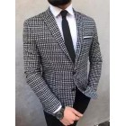 Men's gentleman black and white plaid evening formal suit