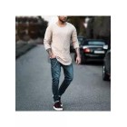 Fashion Stitching Raw Edge Long Sleeve T-shirt